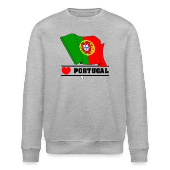 Drapeau portugais avec cœur – l’amour pour le Portugal - Sweat bio ROLLER Stanley/Stella Unisexe - gris chiné - Devant - Nik (191cm)