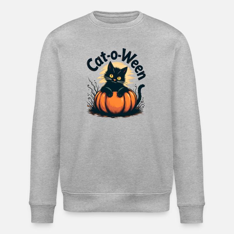 Cat-O-Ween Motif de chat d’Halloween - Sweat bio ROLLER Stanley/Stella Unisexe - gris chiné
