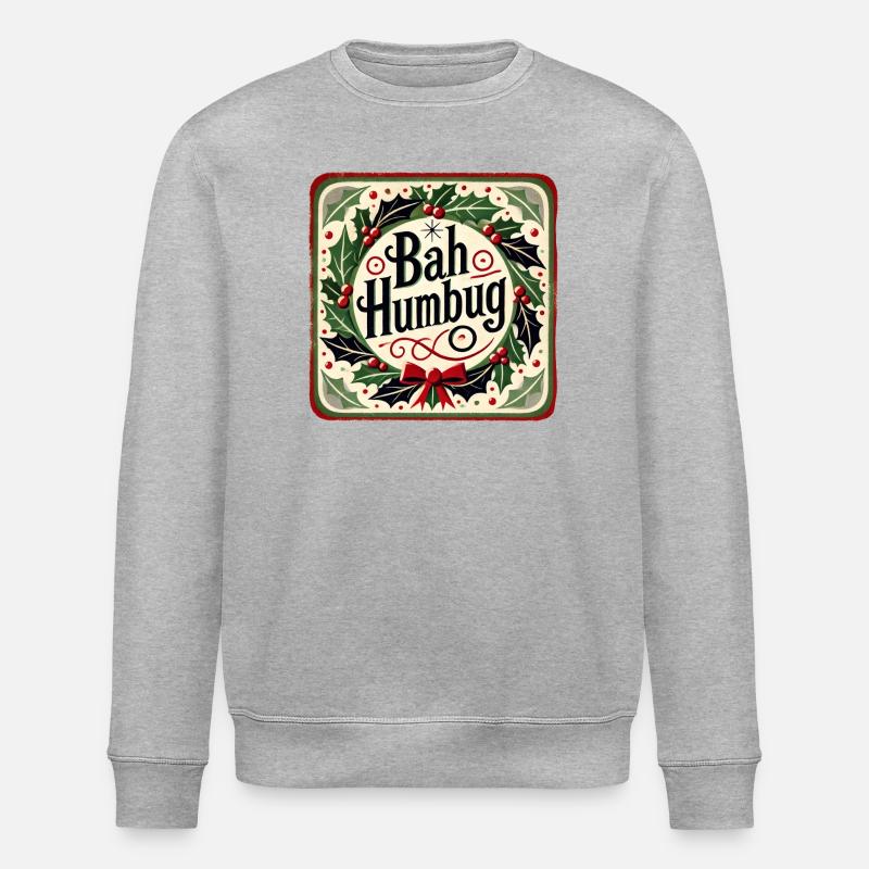 Weihnachtsgruß „Bah Humbug“ Design - Stanley/Stella Unisex Bio-Sweatshirt ROLLER - Grau meliert
