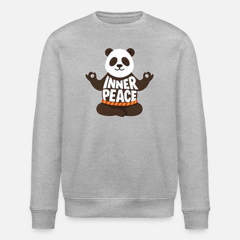 Meditating Panda - Inner Peace - Stanley/Stella ROLLER Unisex Organic Sweatshirt - heather grey