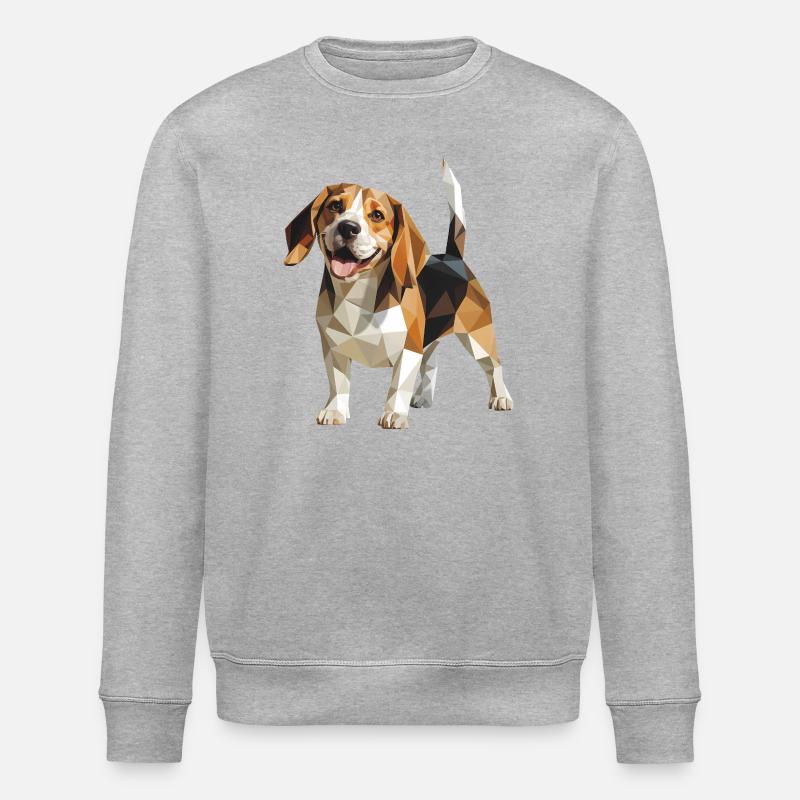 Beagle - Cooles Low Poly Logo - Stanley/Stella Unisex Bio-Sweatshirt ROLLER - Grau meliert