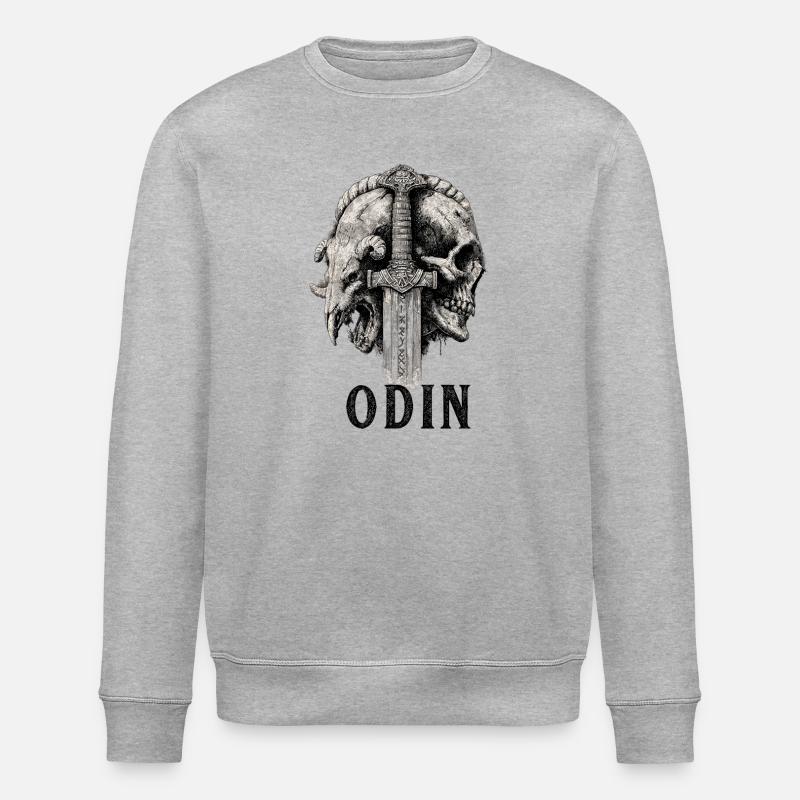 Odin-Skull-Sword-Nordic-God-Edda - Stanley/Stella Unisex Bio-Sweatshirt ROLLER - Grau meliert