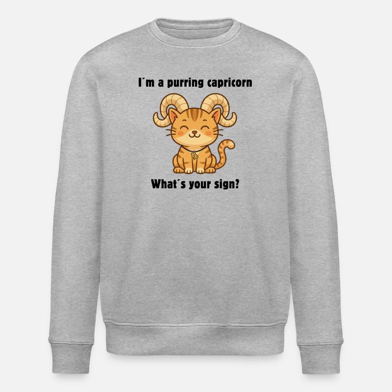 Süße Steinbock Katze – Sternzeichen mit Charme - Stanley/Stella Unisex Bio-Sweatshirt ROLLER - Grau meliert