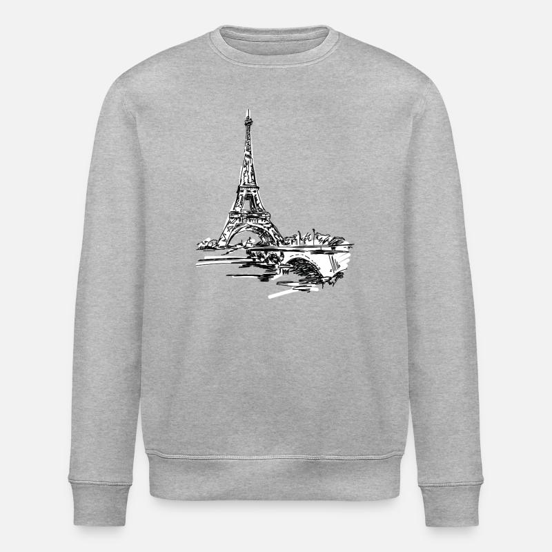 Paris Skyline: Sketchy Eiffel Tower - Stanley/Stella ROLLER Unisex Organic Sweatshirt - heather grey