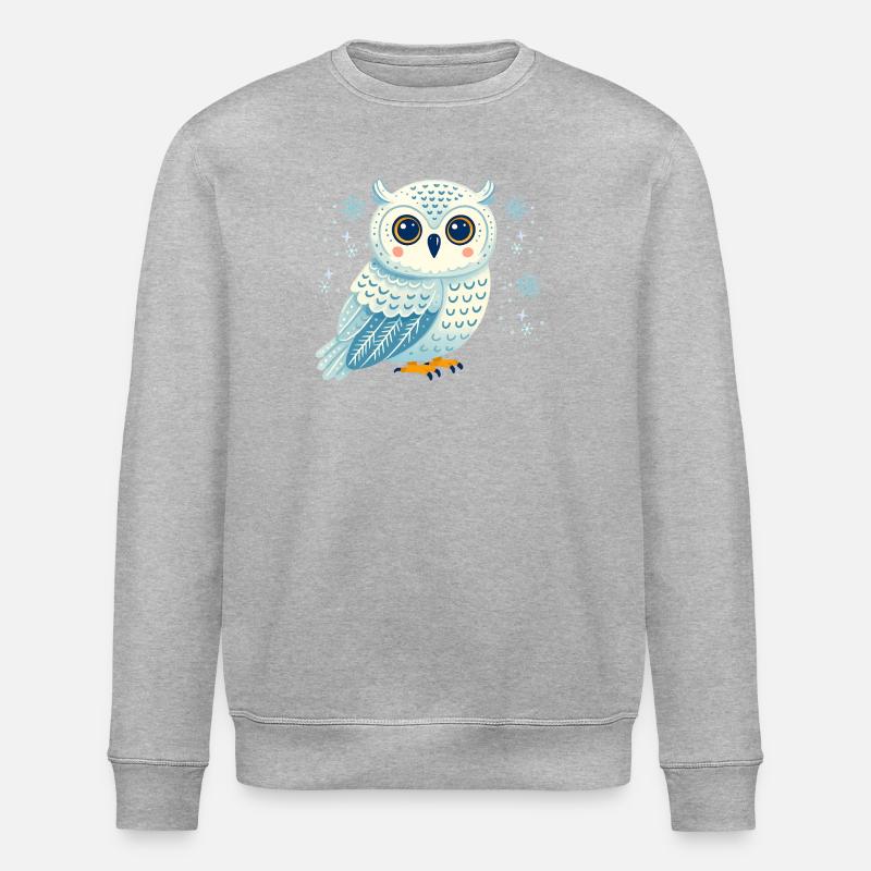 Wintereule in Schneeflocken - Stanley/Stella Unisex Bio-Sweatshirt ROLLER - Grau meliert
