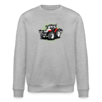 Roter Traktor – Halftone Motiv Steyr Bauernhof - Stanley/Stella Unisex Bio-Sweatshirt ROLLER - Grau meliert - Vorne - Nik (191cm)