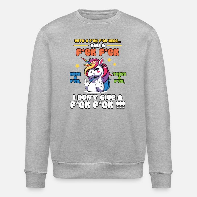 Buntes Einhorn frecher Spruch - Stanley/Stella Unisex Bio-Sweatshirt ROLLER - Grau meliert