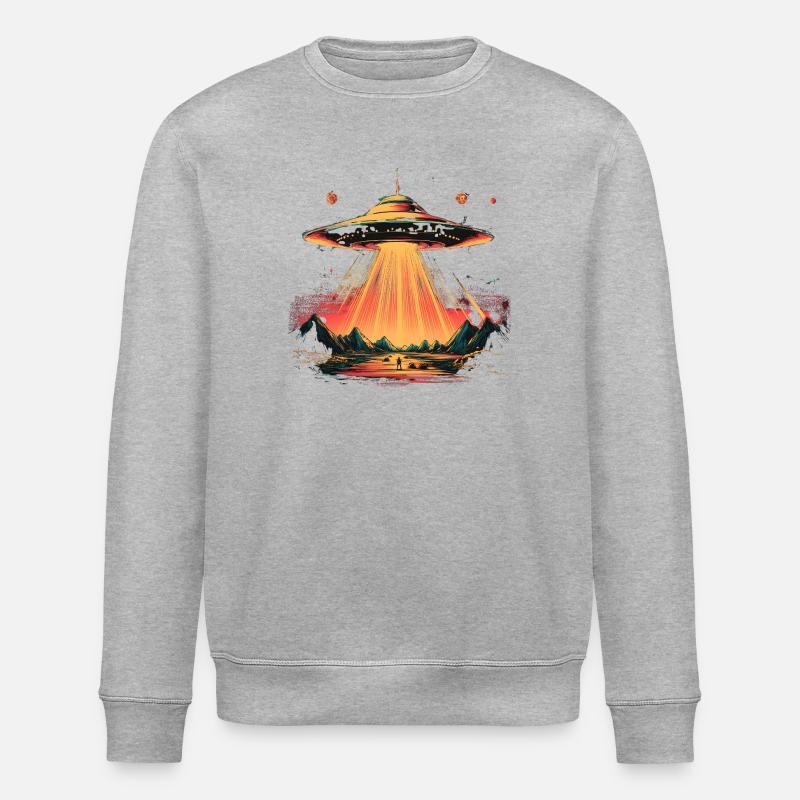 UFO-Lichtbogen über Gebirge - Stanley/Stella Unisex Bio-Sweatshirt ROLLER - Grau meliert