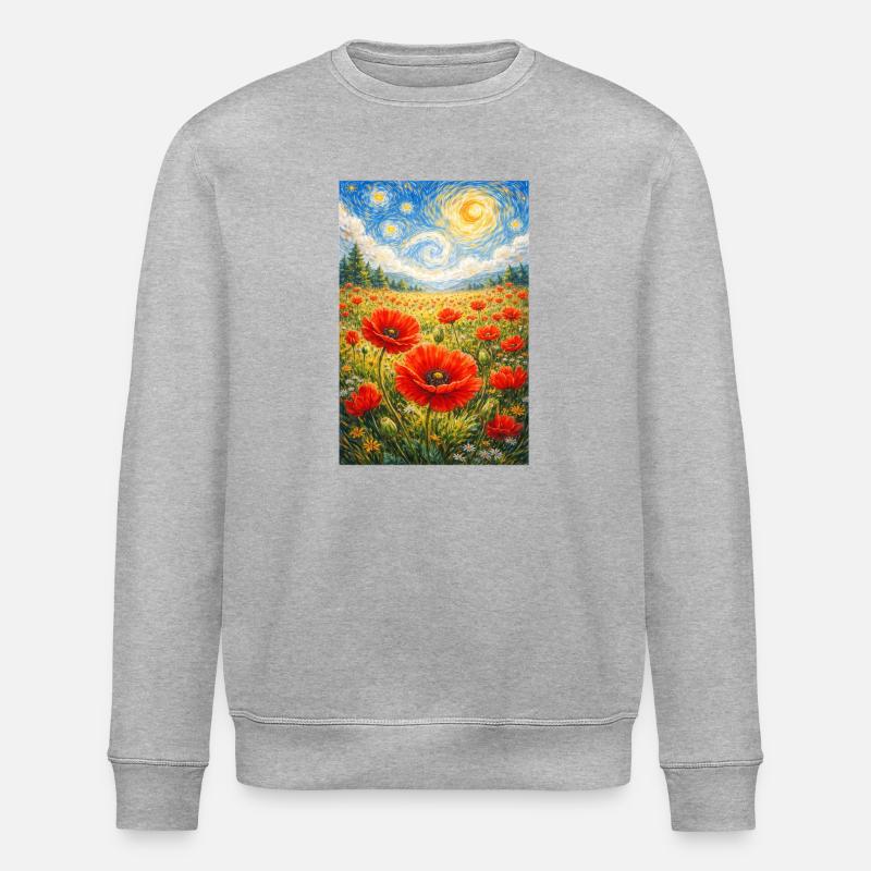 Mohnblume Sternennacht - Stanley/Stella Unisex Bio-Sweatshirt ROLLER - Grau meliert