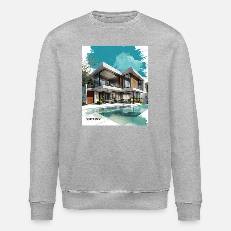 Ex's Modern Villa by Pool - Stanley/Stella ROLLER Unisex Organic Sweatshirt - heather grey