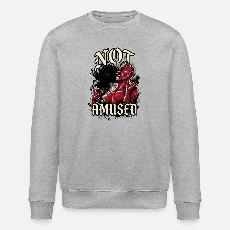 Red Devil Not Amused Funny - Stanley/Stella ROLLER Unisex Organic Sweatshirt - heather grey