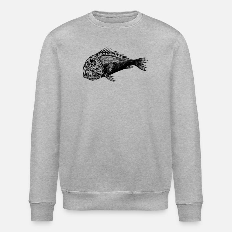 Einsamer Gigant / Monsterfisch - Stanley/Stella Unisex Bio-Sweatshirt ROLLER - Grau meliert