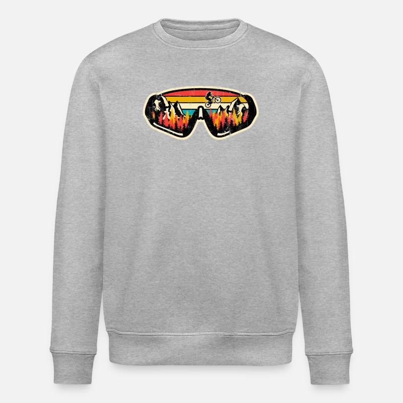 Retro MTB Sunset Goggles - Stanley/Stella ROLLER Unisex Organic Sweatshirt - heather grey