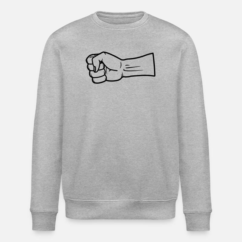 Fist hand vector - Stanley/Stella ROLLER Unisex Organic Sweatshirt - heather grey