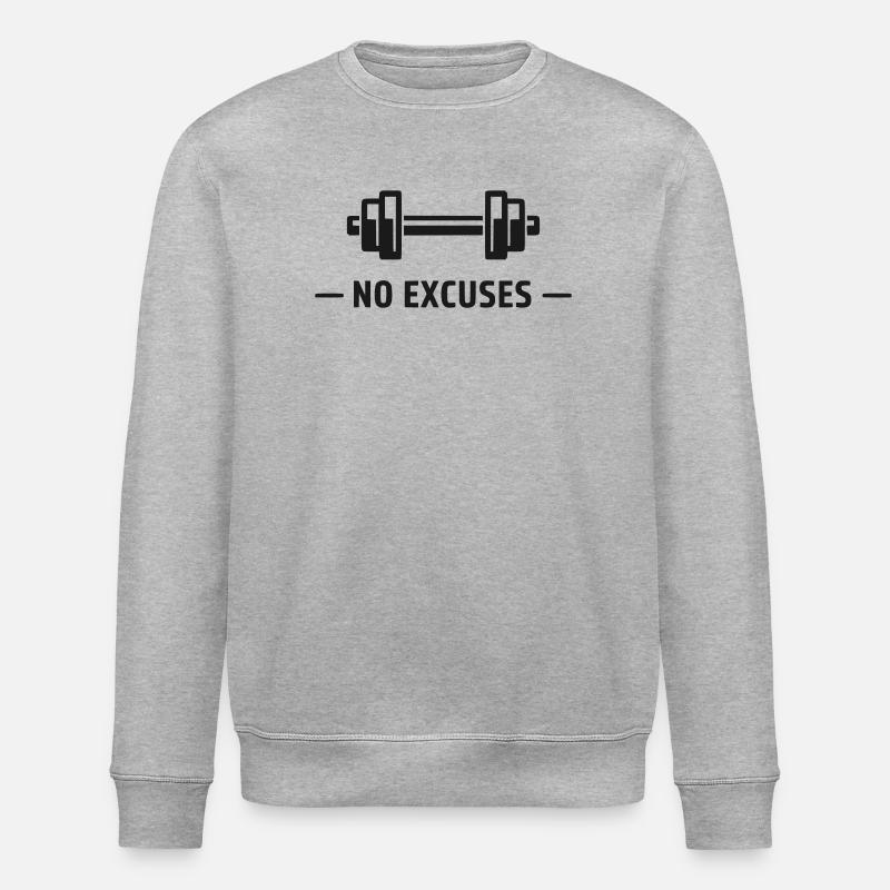 Motif haltère sans excuses - Sweat bio ROLLER Stanley/Stella Unisexe - gris chiné