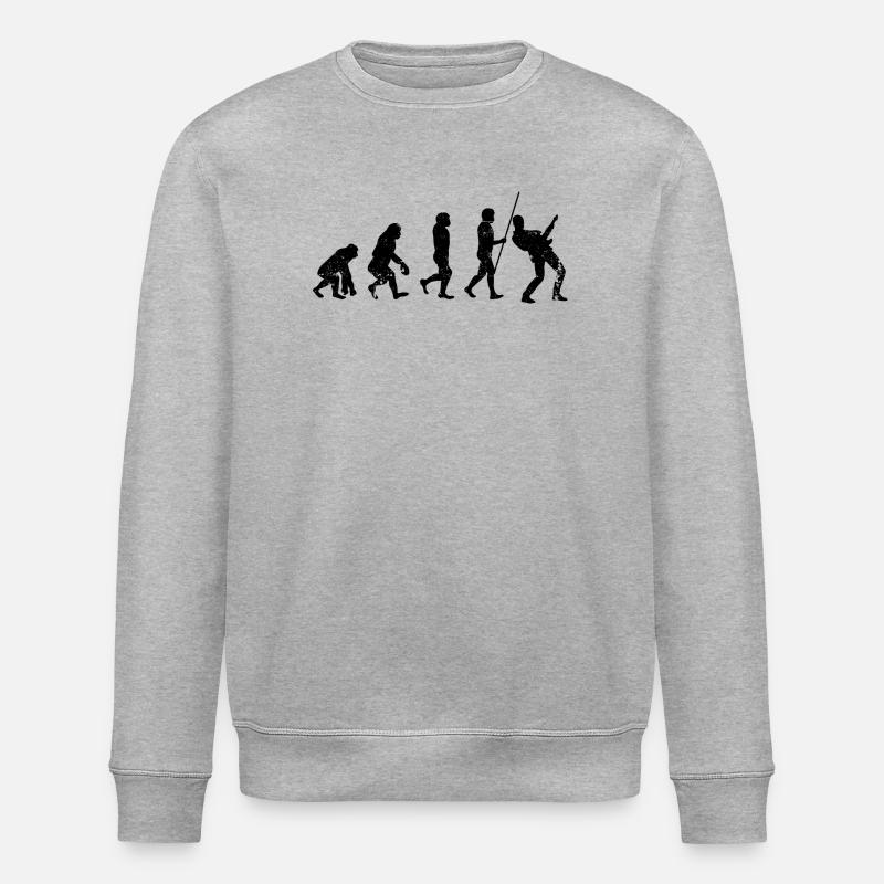 Evolution guitar player - Stanley/Stella ROLLER Unisex Organic Sweatshirt - heather grey