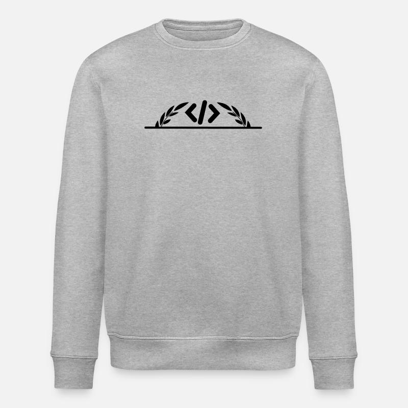 Code logo in half laurel wreath - Stanley/Stella ROLLER Unisex Organic Sweatshirt - heather grey