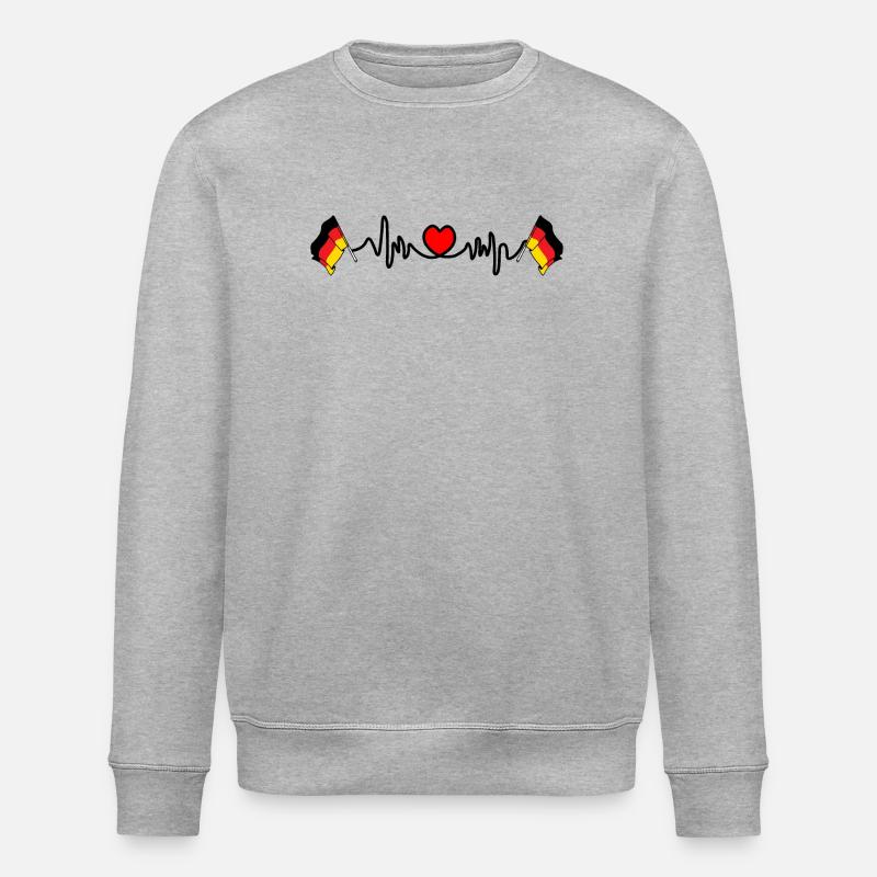 Flagge Deutschland Cardio Herzfrequenz - Stanley/Stella Unisex Bio-Sweatshirt ROLLER - Grau meliert
