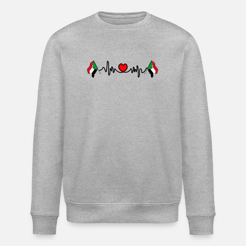 Herzfrequenz Cardio Flagge Sudan - Stanley/Stella Unisex Bio-Sweatshirt ROLLER - Grau meliert