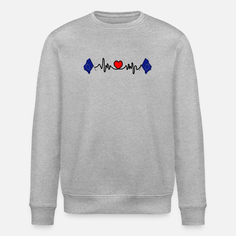 Herzfrequenz-Cardio-Flagge EU - Stanley/Stella Unisex Bio-Sweatshirt ROLLER - Grau meliert