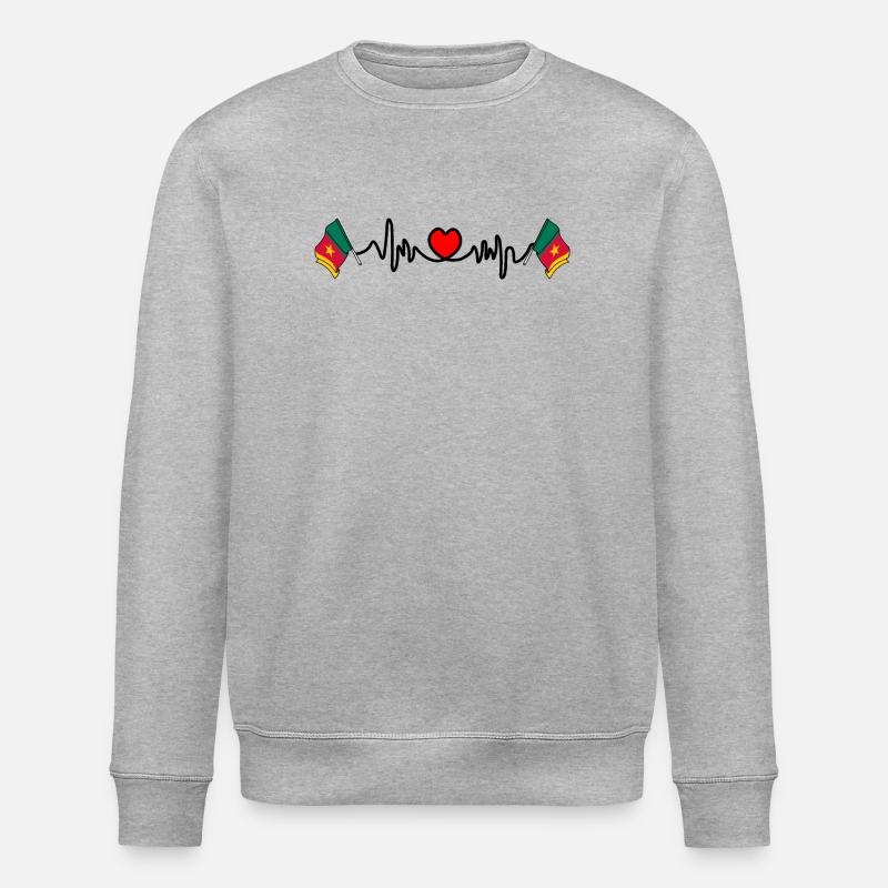 Herzfrequenz-Cardio für Kamerun - Stanley/Stella Unisex Bio-Sweatshirt ROLLER - Grau meliert