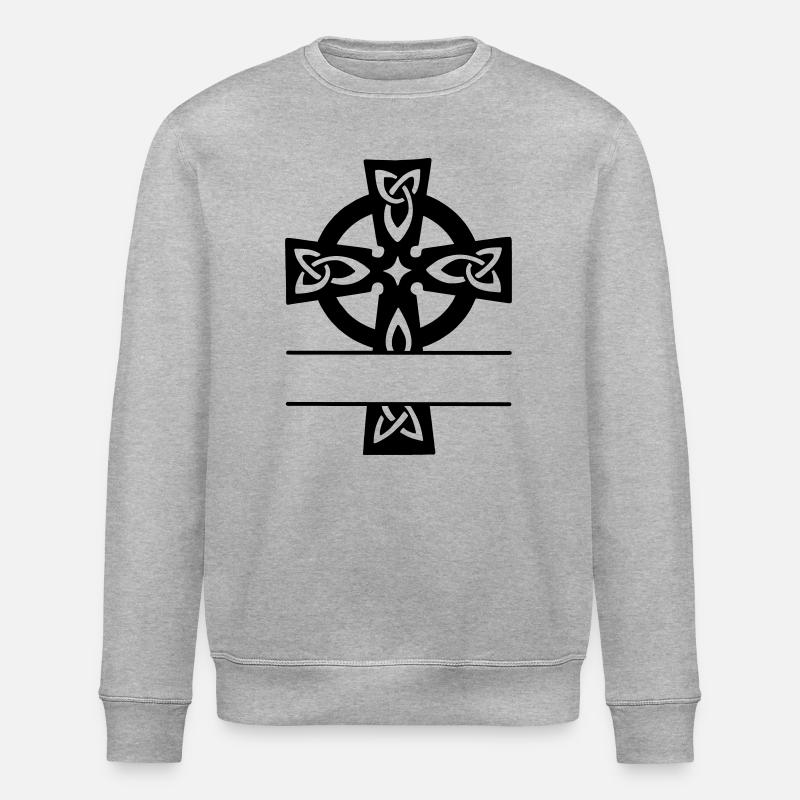 Logo du monogramme de croix celtique - Sweat bio ROLLER Stanley/Stella Unisexe - gris chiné