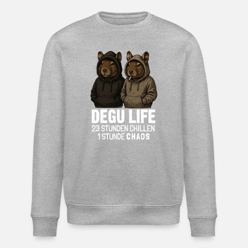 Degu Life 23 heures motif effrayant - Sweat bio ROLLER Stanley/Stella Unisexe - gris chiné