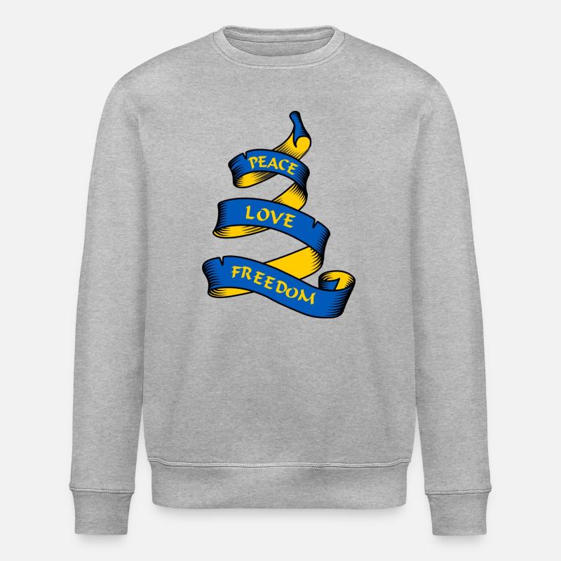 Bannière curl avec texte Ukraine - Sweat bio ROLLER Stanley/Stella Unisexe - gris chiné