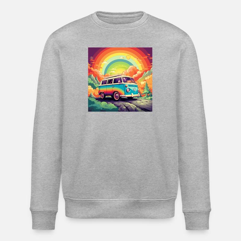 Regenbogen Bus Retroreise - Stanley/Stella Unisex Bio-Sweatshirt ROLLER - Grau meliert