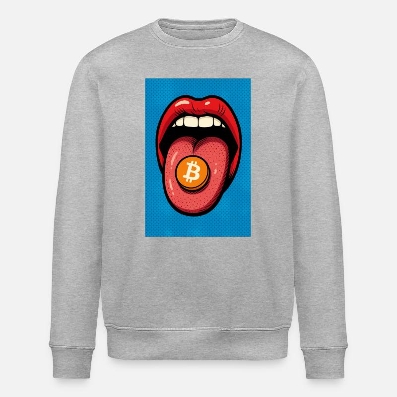 Pop Art Bitcoin Motiv - Stanley/Stella Unisex Bio-Sweatshirt ROLLER - Grau meliert