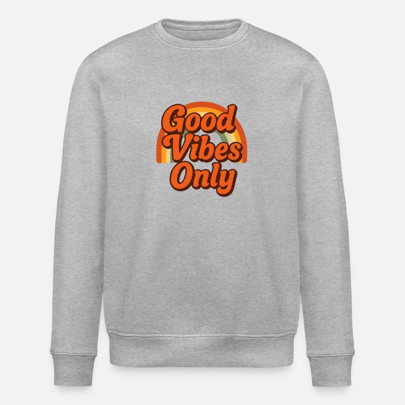 "Gute Vibes" Only Retro Rainbow - Sweat bio ROLLER Stanley/Stella Unisexe - gris chiné