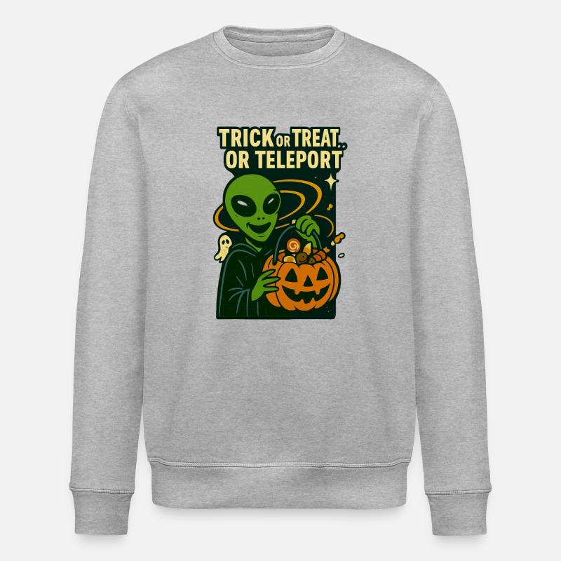 Alien Halloween T-Shirt – Süßes oder Saures... oder... - Stanley/Stella Unisex Bio-Sweatshirt ROLLER - Grau meliert