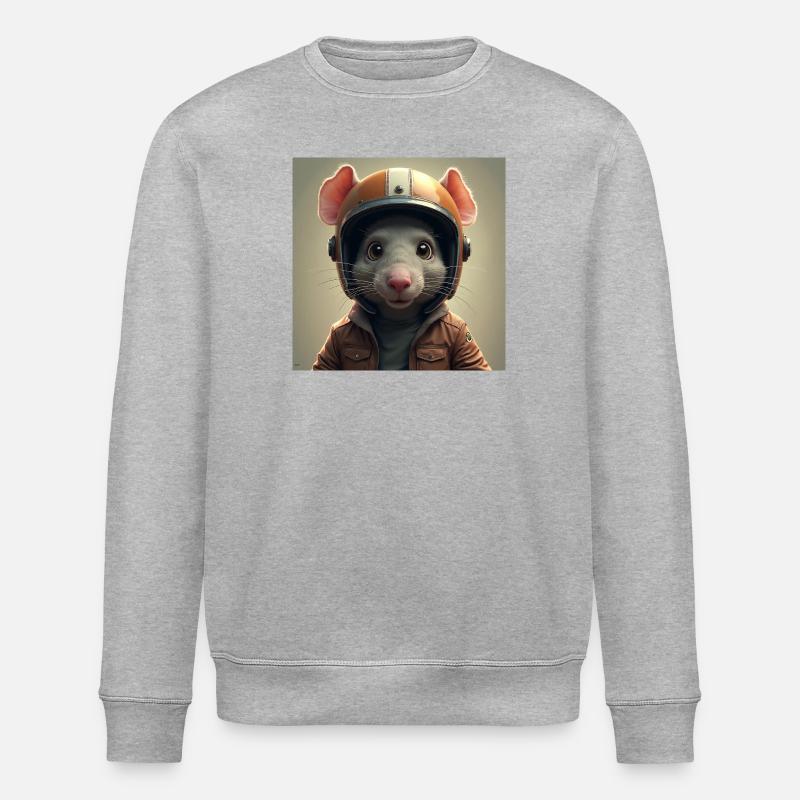 Die kleine Biker-Ratte - Stanley/Stella Unisex Bio-Sweatshirt ROLLER - Grau meliert