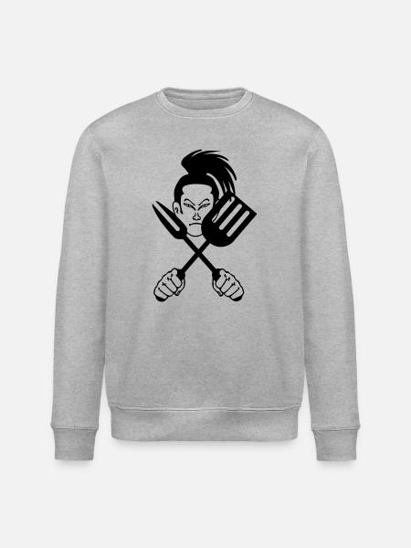Japanese samurai cook - Stanley/Stella ROLLER Unisex Organic Sweatshirt - heather grey