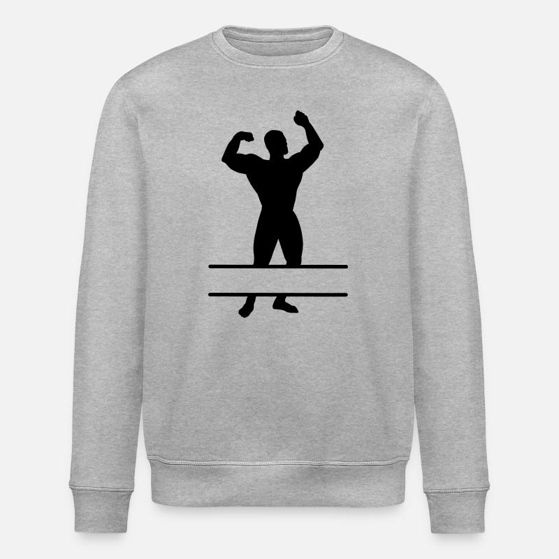 Bodybuilder mit Textraum - Stanley/Stella Unisex Bio-Sweatshirt ROLLER - Grau meliert