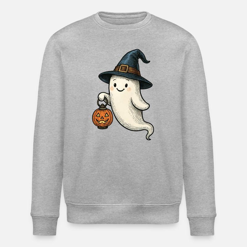 Süßes Halloweengespenst für Kinder - Stanley/Stella Unisex Bio-Sweatshirt ROLLER - Grau meliert