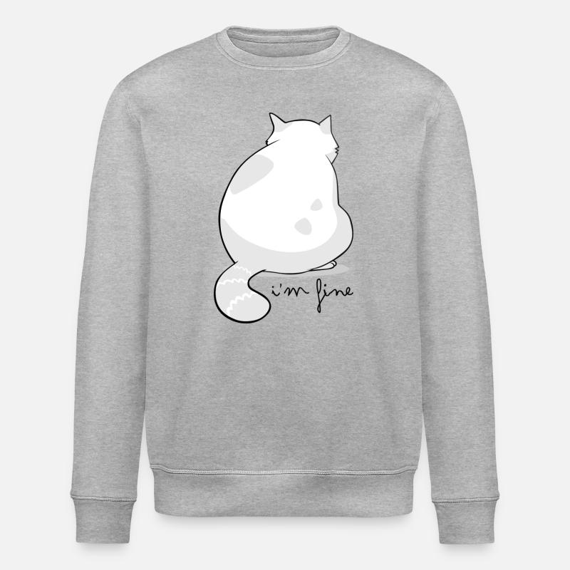 Backview Fluffy Cat Silhouette - Stanley/Stella ROLLER Unisex Organic Sweatshirt - heather grey