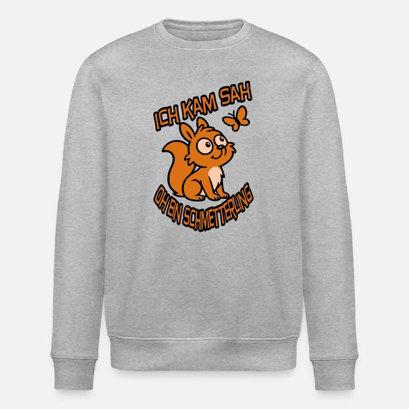 Verträumtes Eichhörnchen mit Spruch - Stanley/Stella Unisex Bio-Sweatshirt ROLLER - Grau meliert