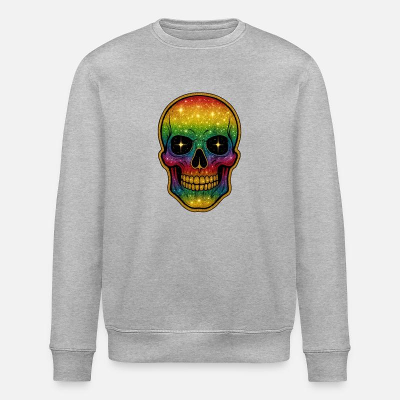 Galaktischer Regenbogen Totenschädel - Stanley/Stella Unisex Bio-Sweatshirt ROLLER - Grau meliert