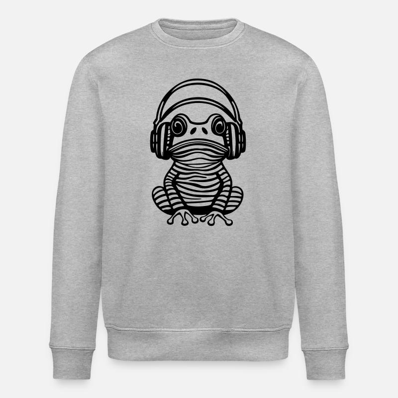 Frosch mit Kopfhörern - Stanley/Stella Unisex Bio-Sweatshirt ROLLER - Grau meliert