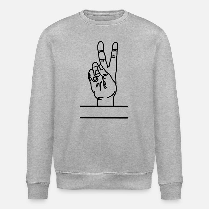 Textraum mit Handgeste Frieden - Stanley/Stella Unisex Bio-Sweatshirt ROLLER - Grau meliert