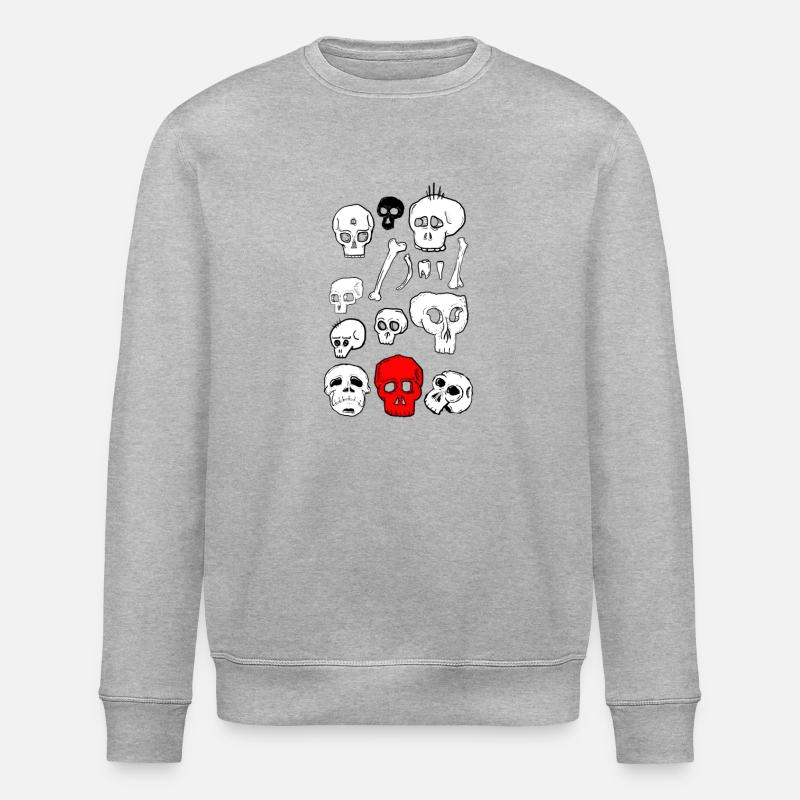 Skull-Design mit Farbkontrast - Stanley/Stella Unisex Bio-Sweatshirt ROLLER - Grau meliert
