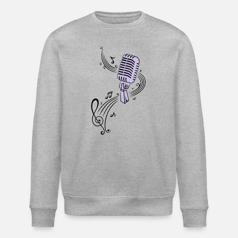 Musique, clef avec microphone rétro - Sweat bio ROLLER Stanley/Stella Unisexe - gris chiné