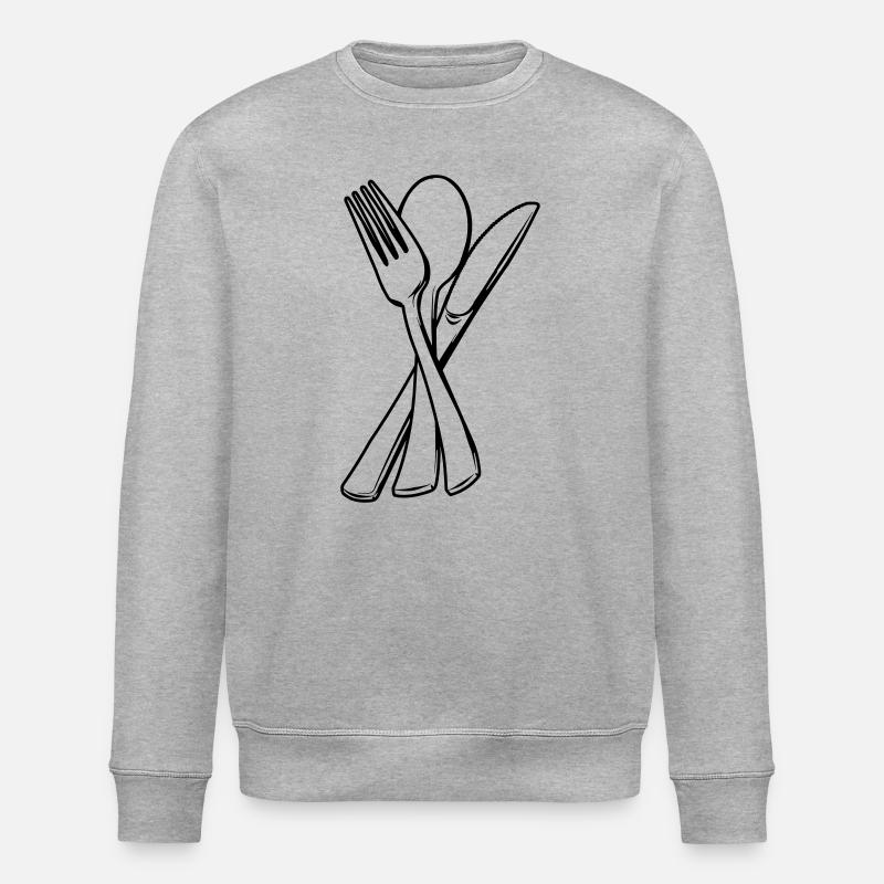 Messer, Gabel und Löffel transparent - Stanley/Stella Unisex Bio-Sweatshirt ROLLER - Grau meliert