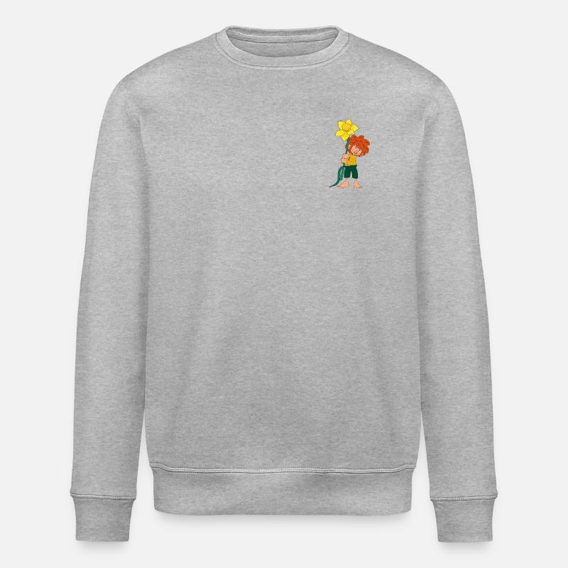 Pumuckl Design Mit Gelber Blume - Stanley/Stella Unisex Bio-Sweatshirt ROLLER - Grau meliert