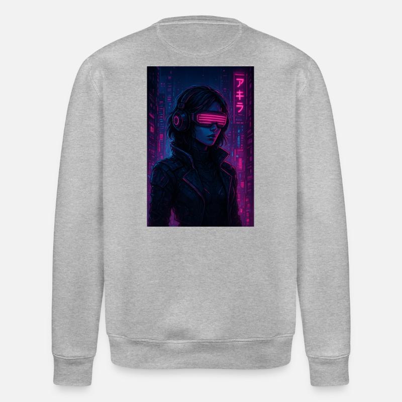 Cyberpunk Neon Pilot - Stanley/Stella Unisex Bio-Sweatshirt ROLLER - Grau meliert