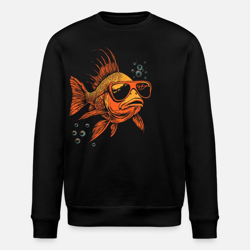 Fish with sunglasses - Stanley/Stella ROLLER Unisex Organic Sweatshirt - black
