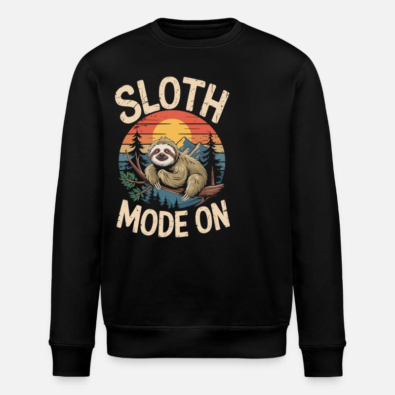 Sloth Mode on T-Shirt - Stanley/Stella ROLLER Unisex Organic Sweatshirt - black