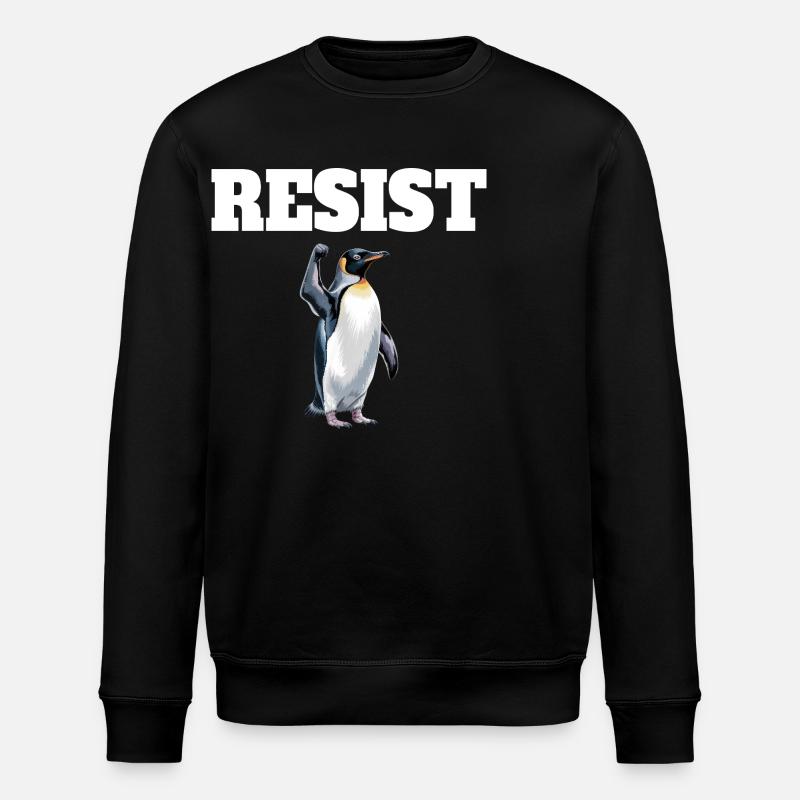 Penguin Protests Resistance Taxes - Stanley/Stella ROLLER Unisex Organic Sweatshirt - black