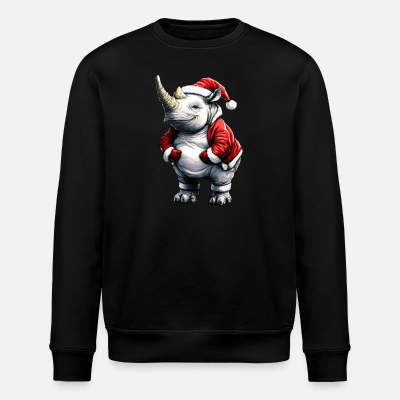 Weihnachtsmann Nashorn - Stanley/Stella Unisex Bio-Sweatshirt ROLLER - Schwarz
